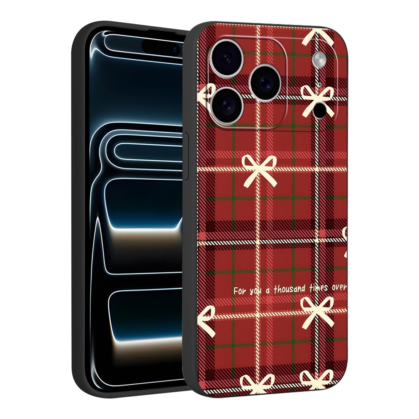 Merry Christmas Plaid Checkered Phone Case for iPhone 11 6.1", Cute Xmas Case Red Grey Scottish Tartan Grid Stripe Pattern Design Cover Shockproof Soft Silicone Protective Funda for Girl Women