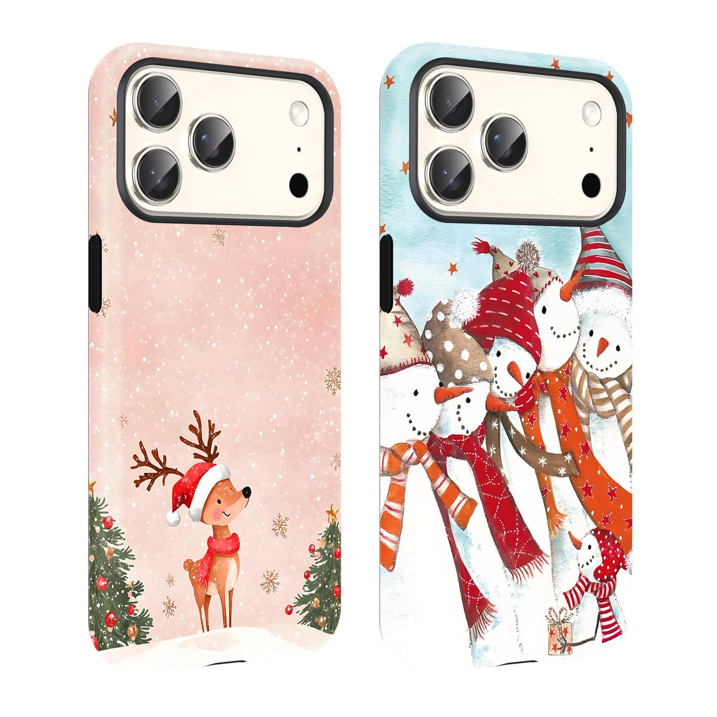 2 Pack Merry Christmas Tree Phone Case for iPhone 13 / iPhone 14 Case 6.1", Cute Xmas Snowflake Pattern Design Phone Cover Hard PC Shockproof Soft TPU Matte Protection Funda for Girls Women