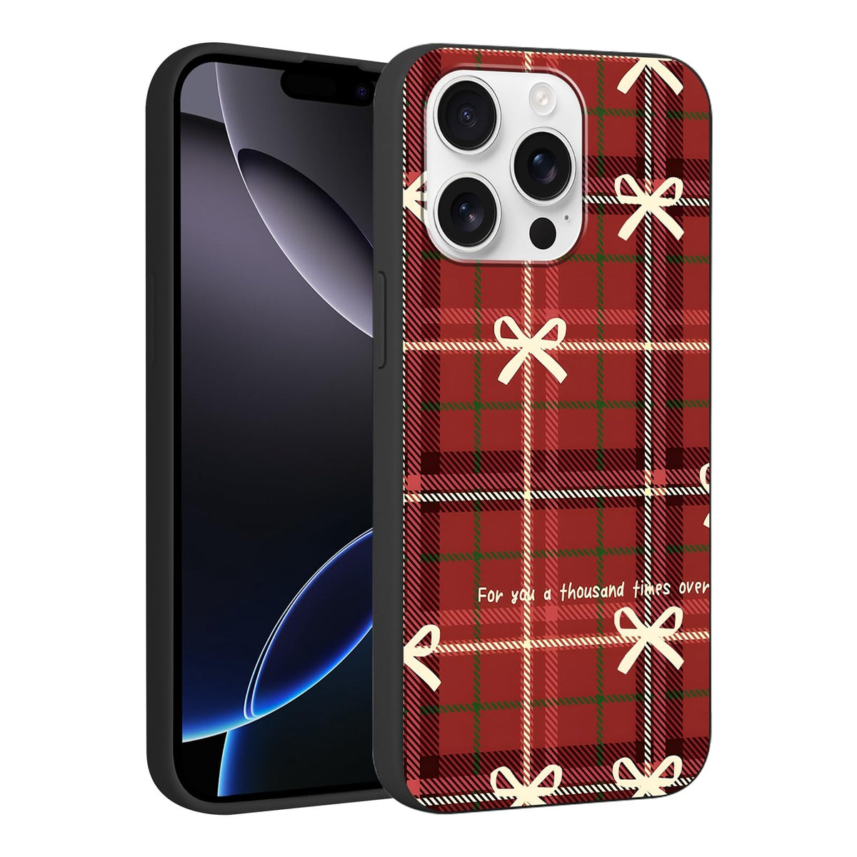 Merry Christmas Plaid Checkered Phone Case for iPhone 11 6.1", Cute Xmas Case Red Grey Scottish Tartan Grid Stripe Pattern Design Cover Shockproof Soft Silicone Protective Funda for Girl Women