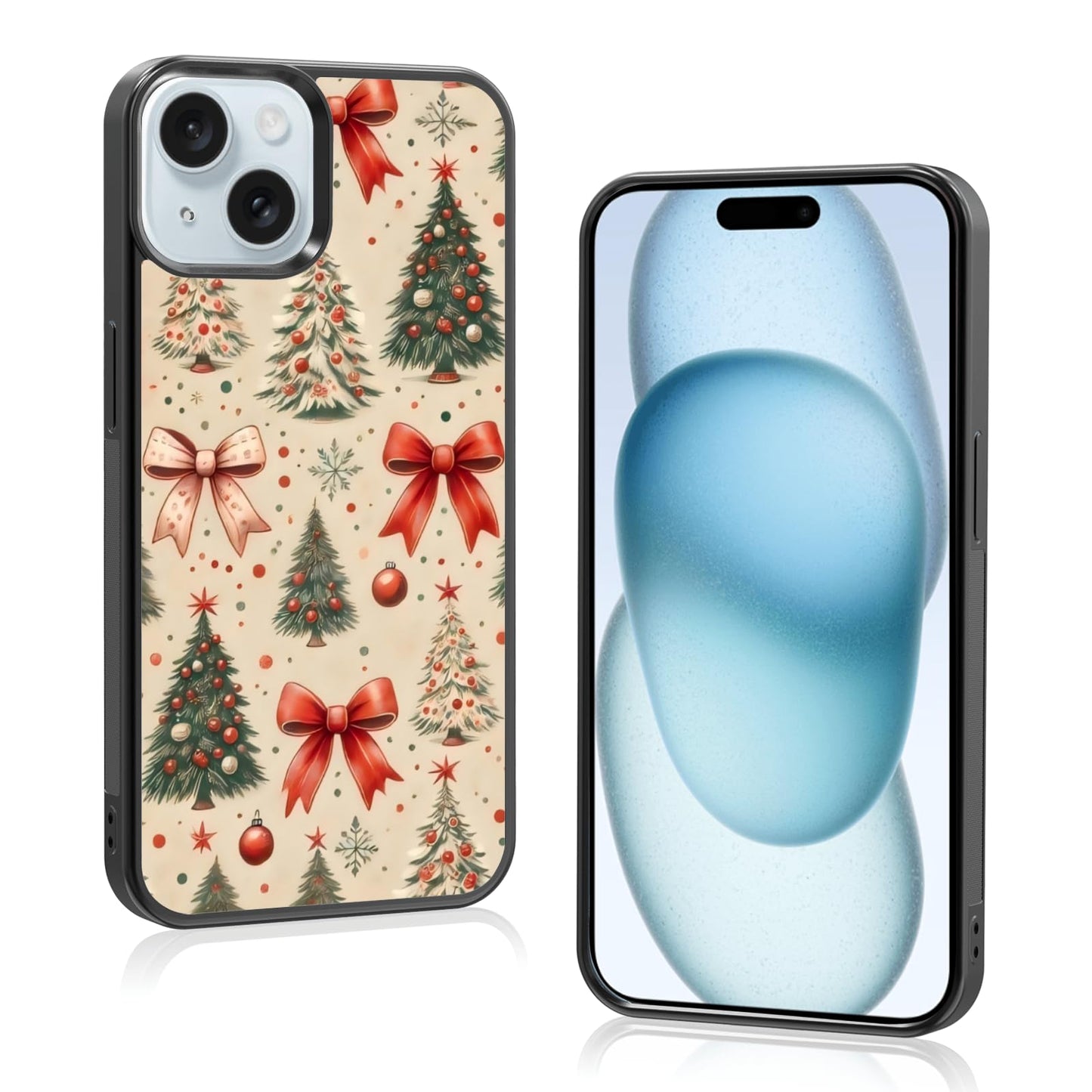 Cute Christmas Tree Bow Phone Case: Kawaii Winter Non-Slip Design Compatible with iPhone 13./14 Case for Women & Girl（14）