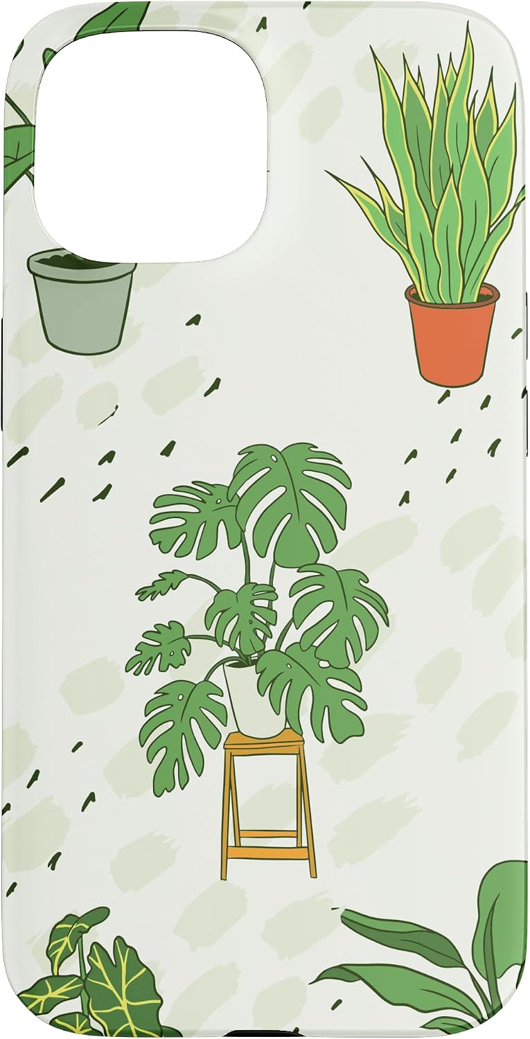 Monstera plant Houseplant Illustrations | Boho Nature Leaf Case for iPhone 15