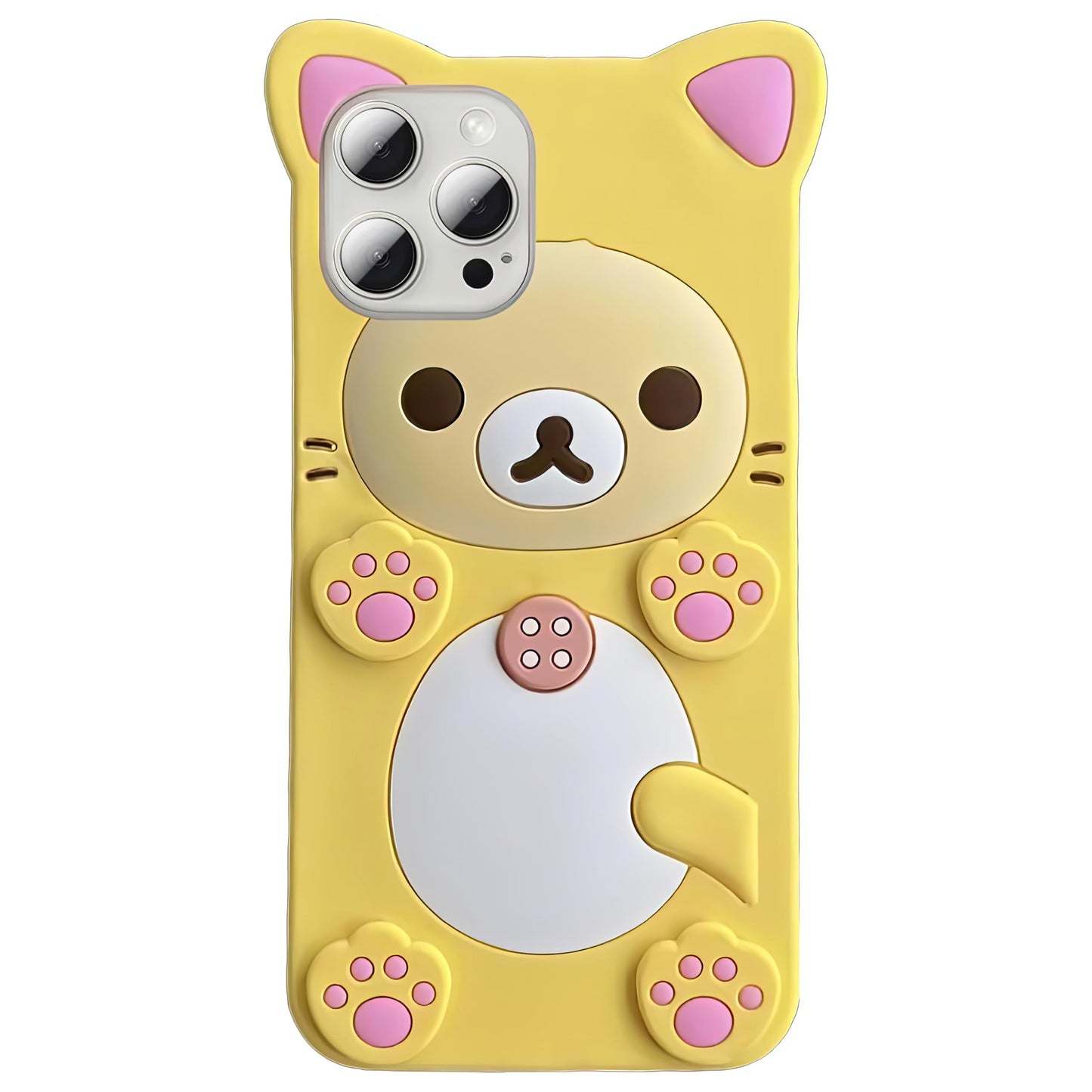 IAIYOXI 3D Cute Cartoon Bear Phone Case for iPhone 14 - Fashionable and Stylish - Funny Pink Bear Design - Soft TPU Protective Case - Kawaii Silicone Cover for Women, Girls, and Kids