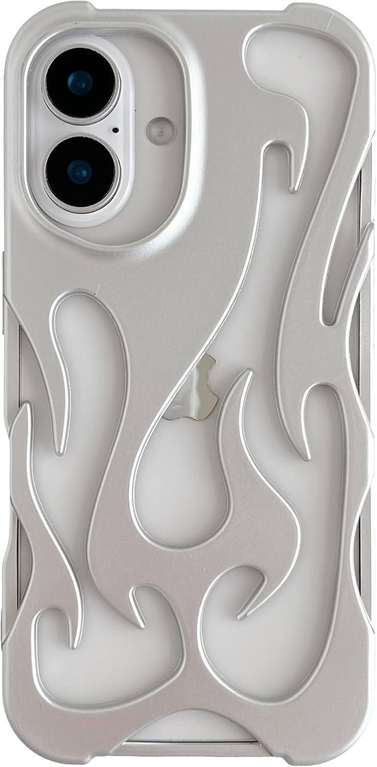 Heat Dissipation for iPhone Case, Solid Color Hollow Flame Matte Soft Phone Case (Silver,for iPhone 14)