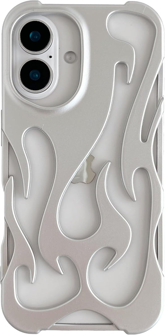 Heat Dissipation for iPhone Case, Solid Color Hollow Flame Matte Soft Phone Case (Silver,for iPhone 14)