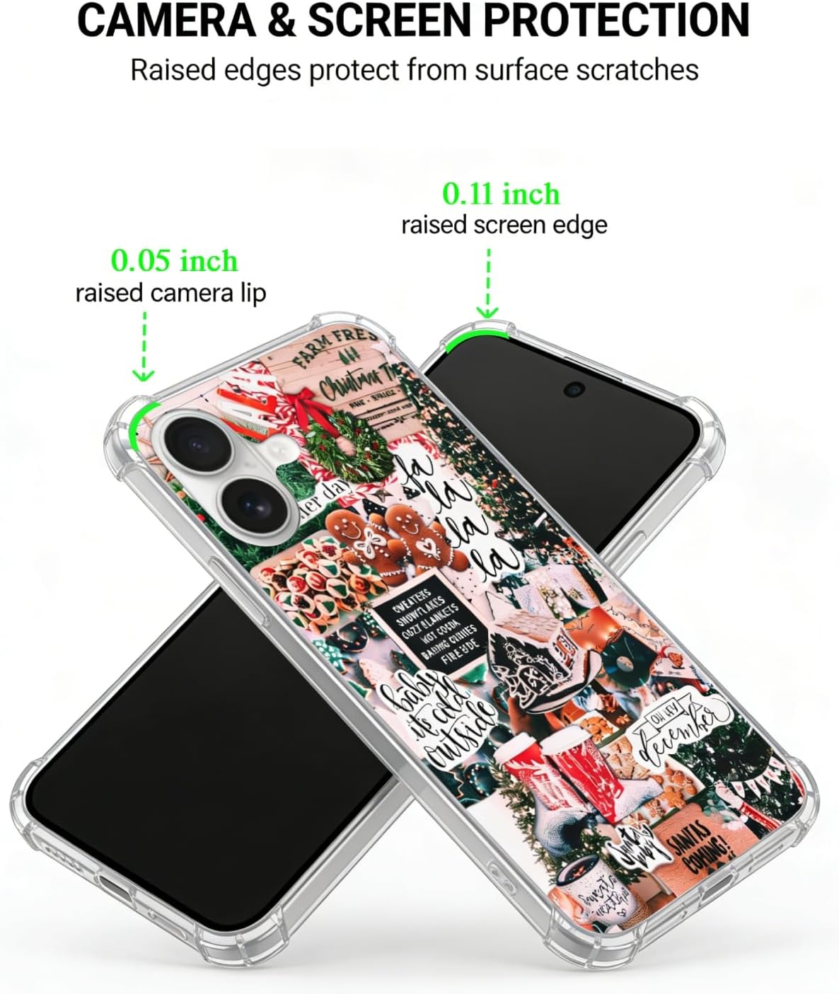 Aesthetic Christmas Collage Phone Case for iPhone 16, Christmas Wreath Gingerbread Phone Case for iPhone 16