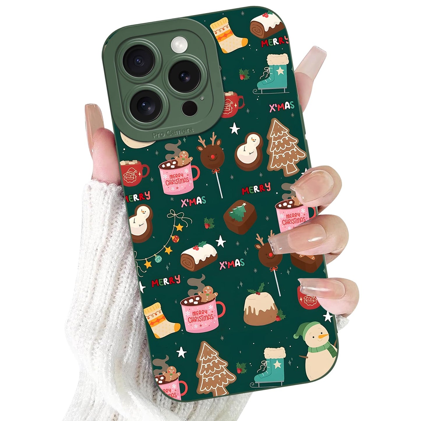 Merry Christmas Phone Case for iPhone 16 6.1，Cute Silicone Case with Xmas Tree Snowflakes, Elk Pattern，Soft Protective Shockproof Gifts for Girls Women Men Boys-Red White Snowflake