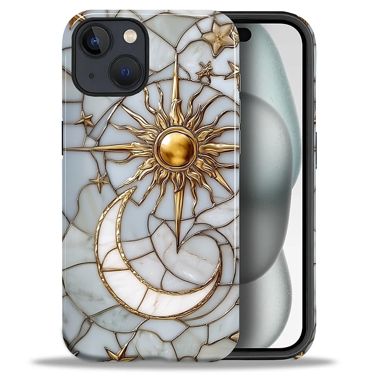 DAIZAG Case for iPhone 13 iPhone 14, Christmas Coffee Snowflake Cane Full-Body Design Hybrid Dual Protection Soft TPU + Hard PC, Shockproof Scratch-Resistant Protective Cover Phone Case for Men Women