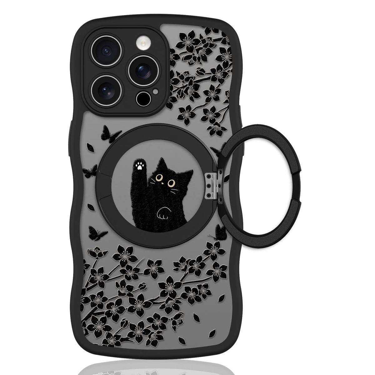 Cute Magnetic Case for iPhone 14 Case, Black Cats Pattern | Compatible with MagSafe, Soft Bumper Hard Back Kawaii Animal Aesthetic Protective Phone Cover Design for Women Girls Boys
