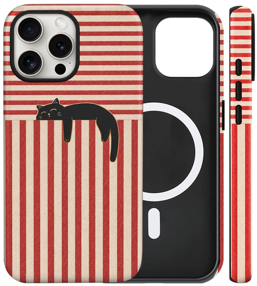 Magnetic for iPhone 13/14 Case Cute Cat Phone Case, Apricot | Shockproof Slim TPU and Hard PC Protective Phone Cover Compatible with MagSafe Designed for Women Girls Gift