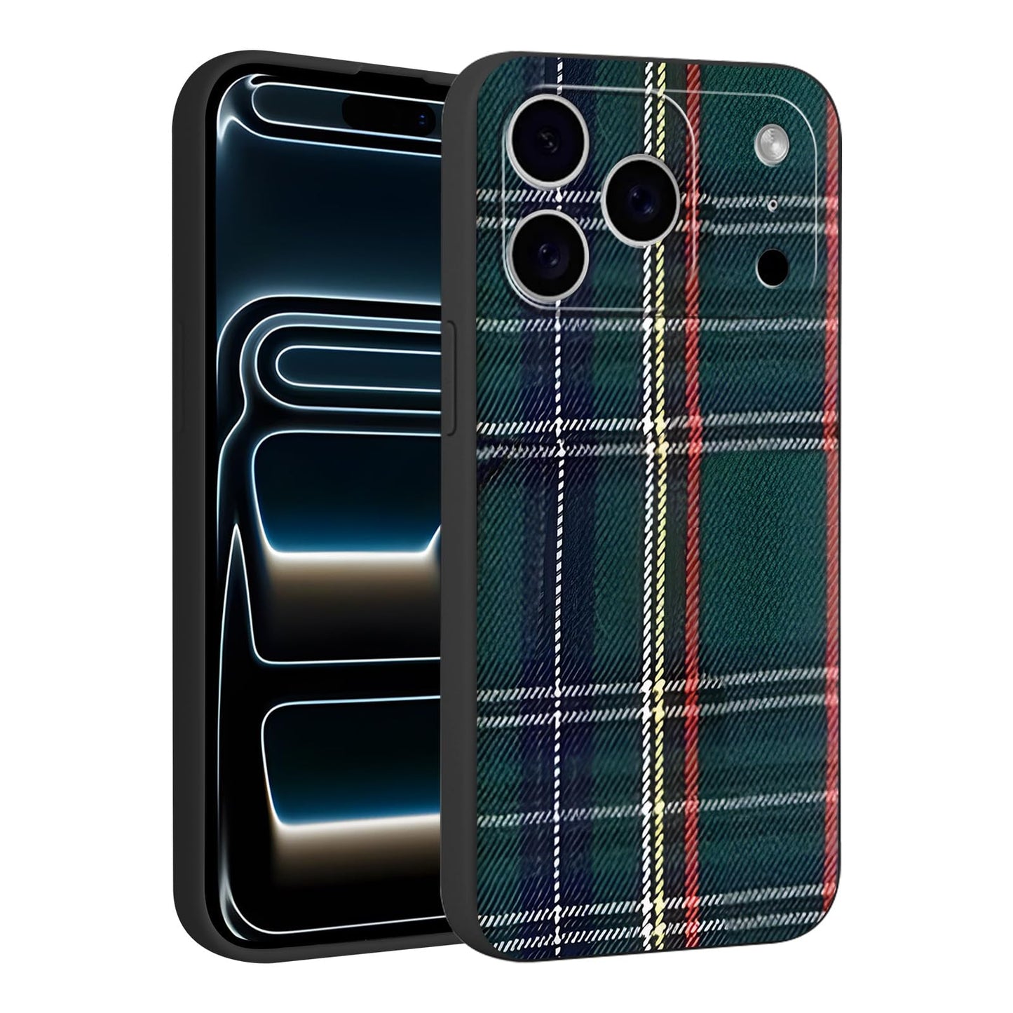 Merry Christmas Plaid Checkered Phone Case for iPhone 11 6.1", Cute Xmas Case Red Grey Scottish Tartan Grid Stripe Pattern Design Cover Shockproof Soft Silicone Protective Funda for Girl Women