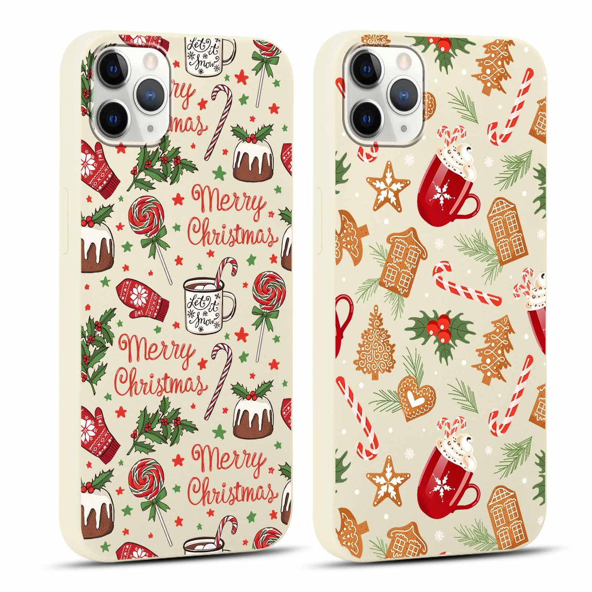 2 Pack Merry Christmas Phone Case for iPhone 13 / iPhone 14 6.1", "Cute Xmas Tree Pattern Case with Candy Design Christmas Decorations Gifts Shockproof Soft TPU Cover for Girl Women