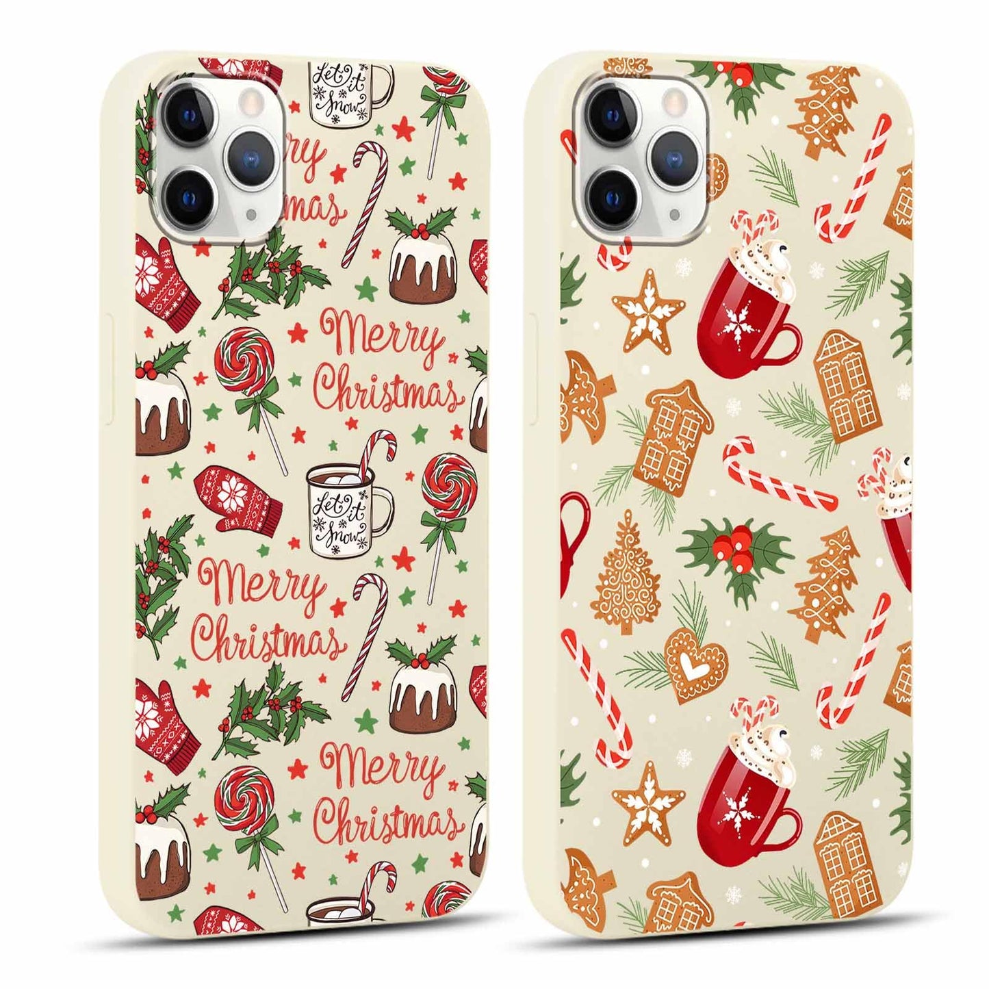 2 Pack Merry Christmas Phone Case for iPhone 16 6.1", Cute Xmas Christmas Tree Pattern Case with Candy Design Christmas Decorations Gifts Shockproof Soft Silicone Cover for Girl Women
