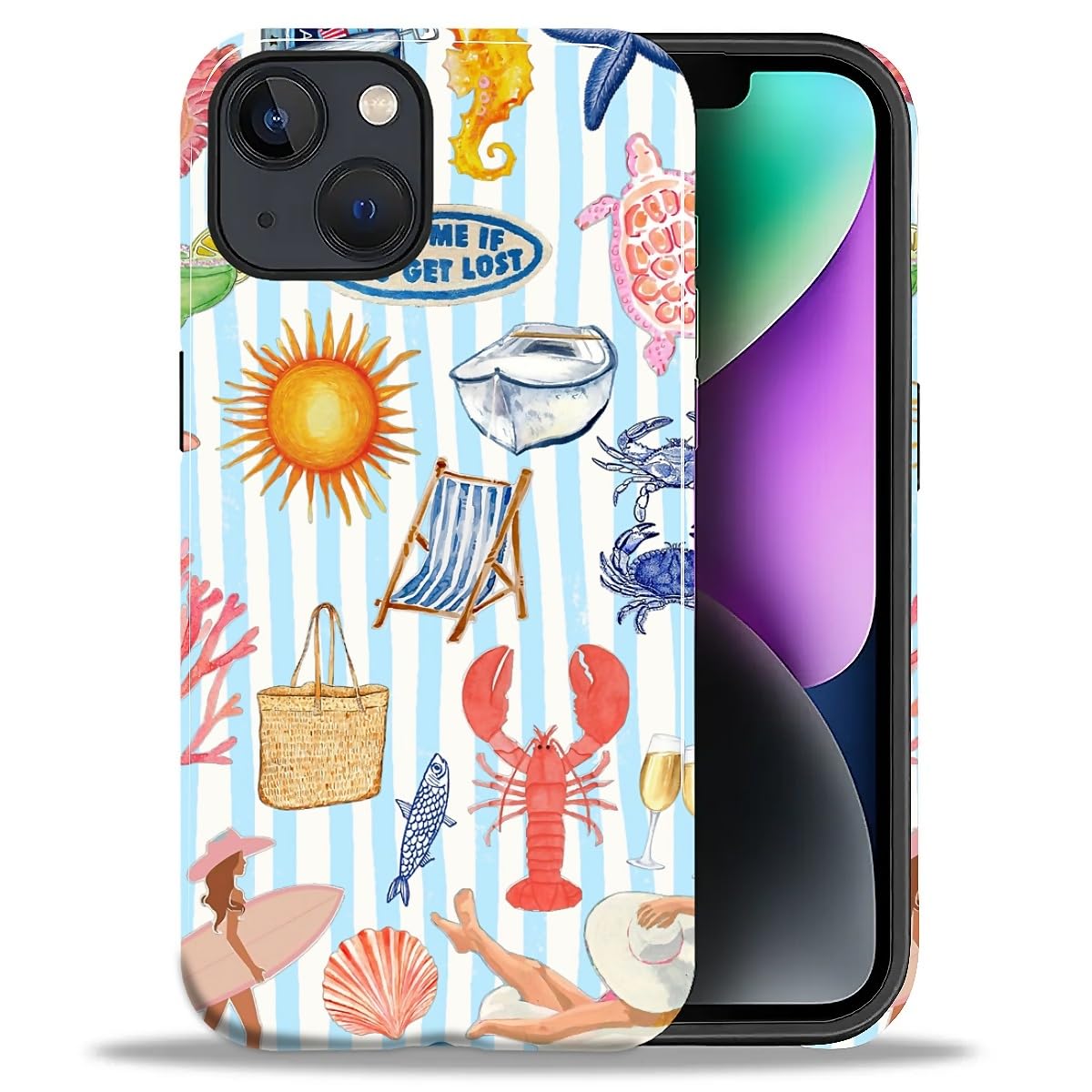 DAIZAG Case for iPhone 13 iPhone 14, Christmas Coffee Snowflake Cane Full-Body Design Hybrid Dual Protection Soft TPU + Hard PC, Shockproof Scratch-Resistant Protective Cover Phone Case for Men Women