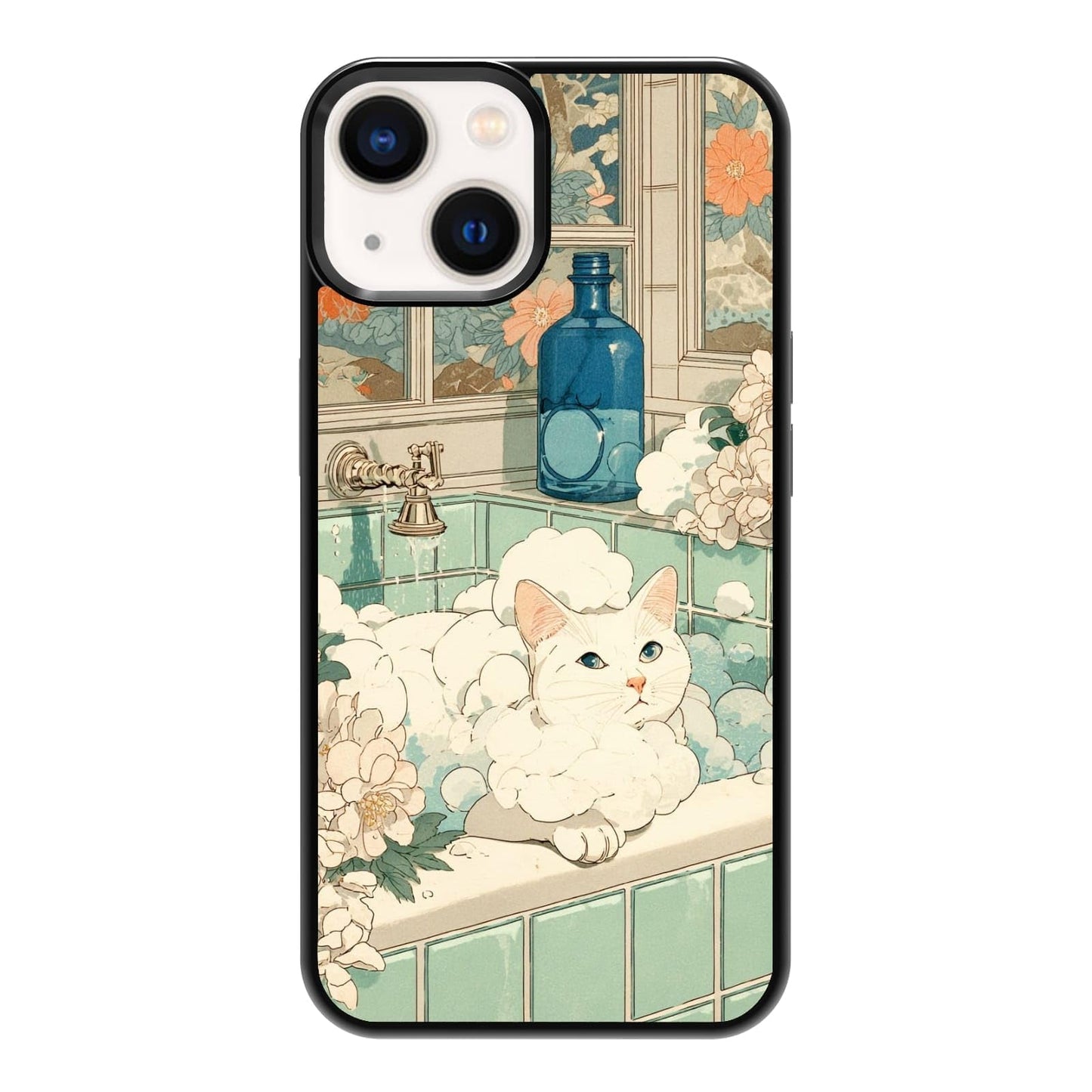 Lush Tropical Monstera Leaves Black Cat Botanical Art Phone Case, Shockproof Protective Cover for iPhone 11 12 13 14 15 16 17 Pro Max Plus Mini XR 7 8 SE