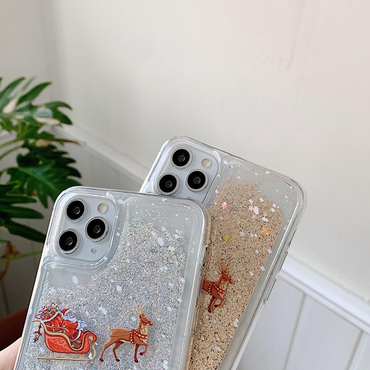 Glitter Christmas Case for iPhone 17 Glitter Case Christmas Tree Clear Floating Flowing Moving Bling Snowman Santa Elk Tree Women Cute Liquid Holiday Case for iPhone 17, Silver