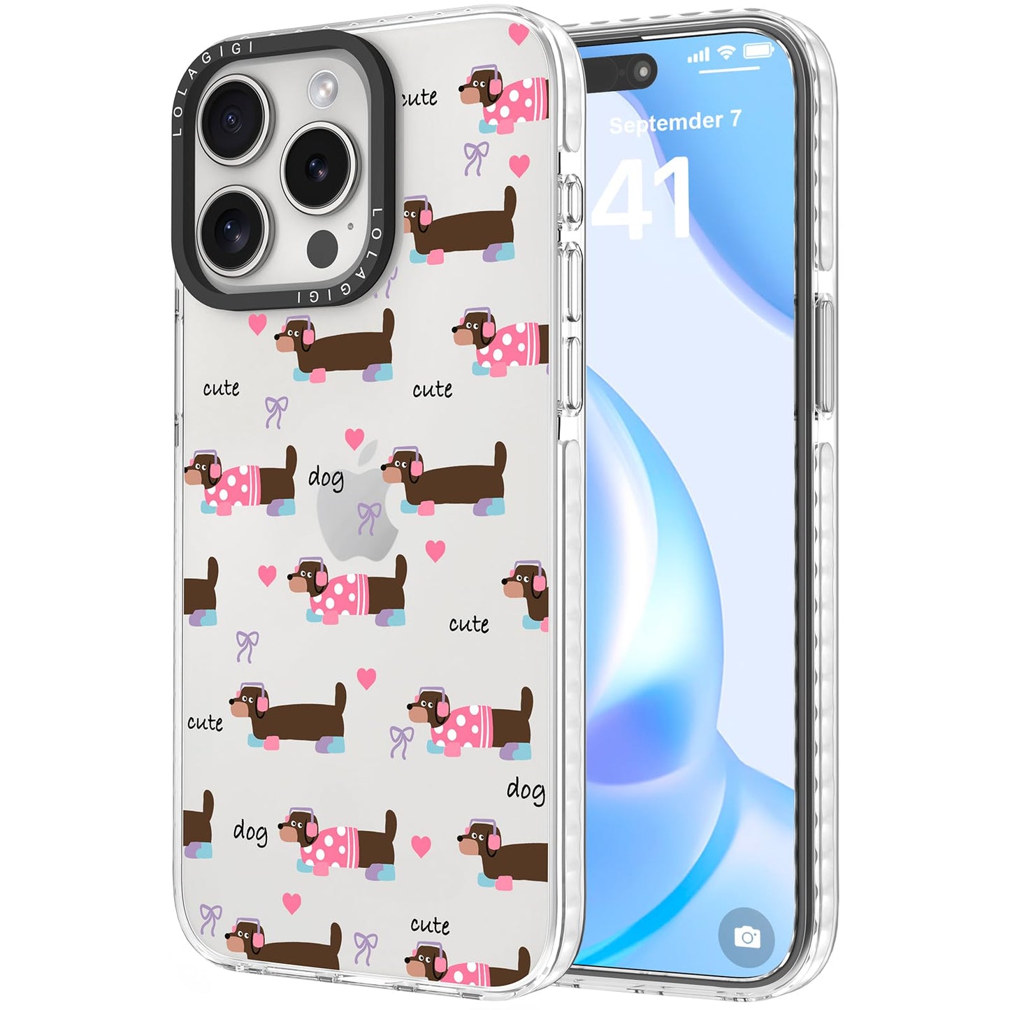 Case for iPhone 16 Pro Max Purple Cute Puppy Dog Animal Print | Kawaii Aesthetic Girly Design, Supports Wireless Charging, Shockproof Protection Soft TPU Phone Cover, 6.9"