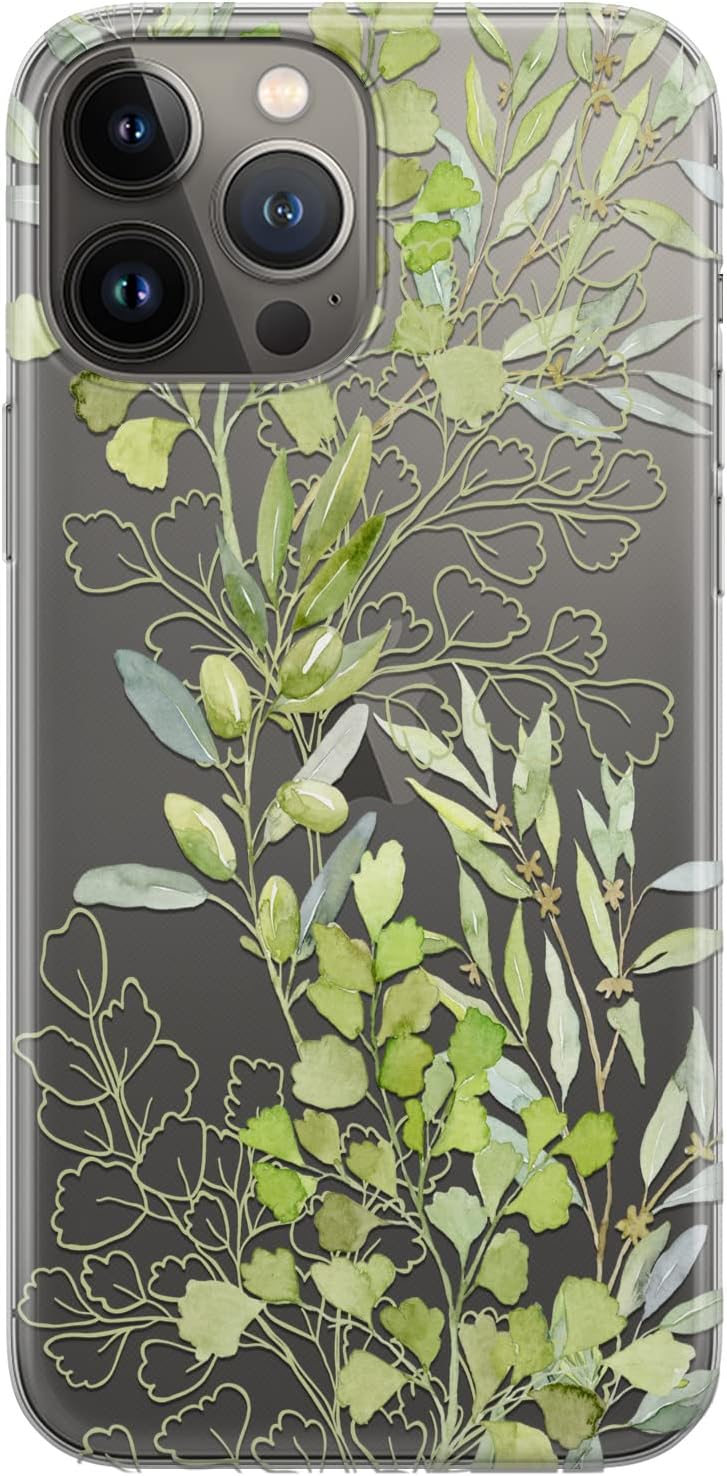 Phone Case Compatible with iPhone 17 Air 16e 15 Pro Max 14 Plus 13 12 Mini SE 11 Lightweight Olive Leaves Shockproof Plants Flexible Botanical Fern Green Herbs Cell Protective Print Floral