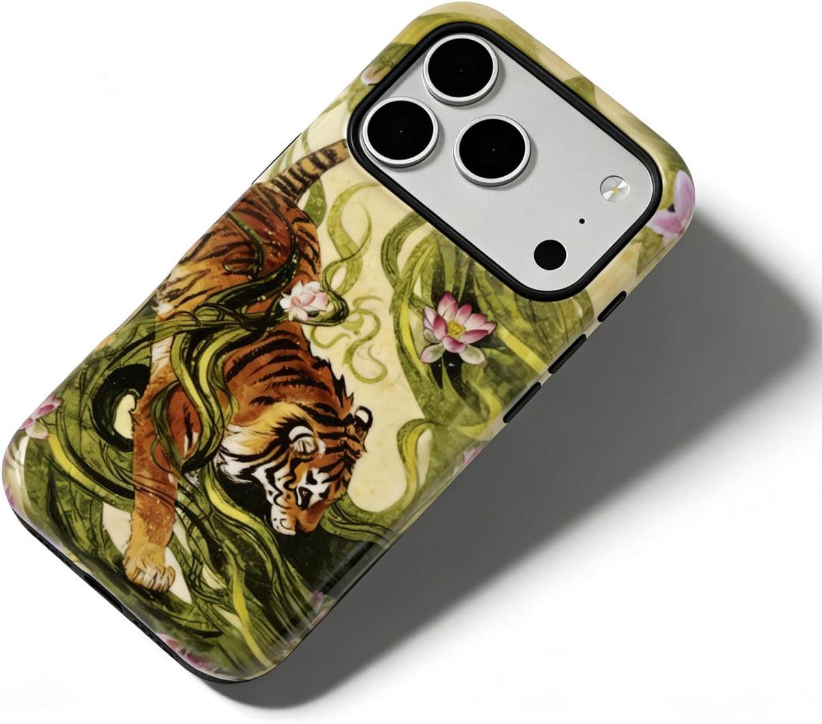 for iPhone 17 Pro Case Cute Retro Chinese-Style Tiger Phone Case Made of Hard PC Material, It Provides Full Protection with A Glossy Finish for Women (Green, iPhone 17 Pro)
