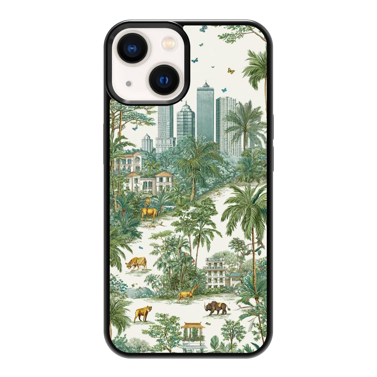 Elegant Forest Green Botanical Leaf and Plant Illustration Phone Case, Shockproof Protective Cover for iPhone 11 12 13 14 15 16 17 Pro Max Plus Mini XR 7 8 SE