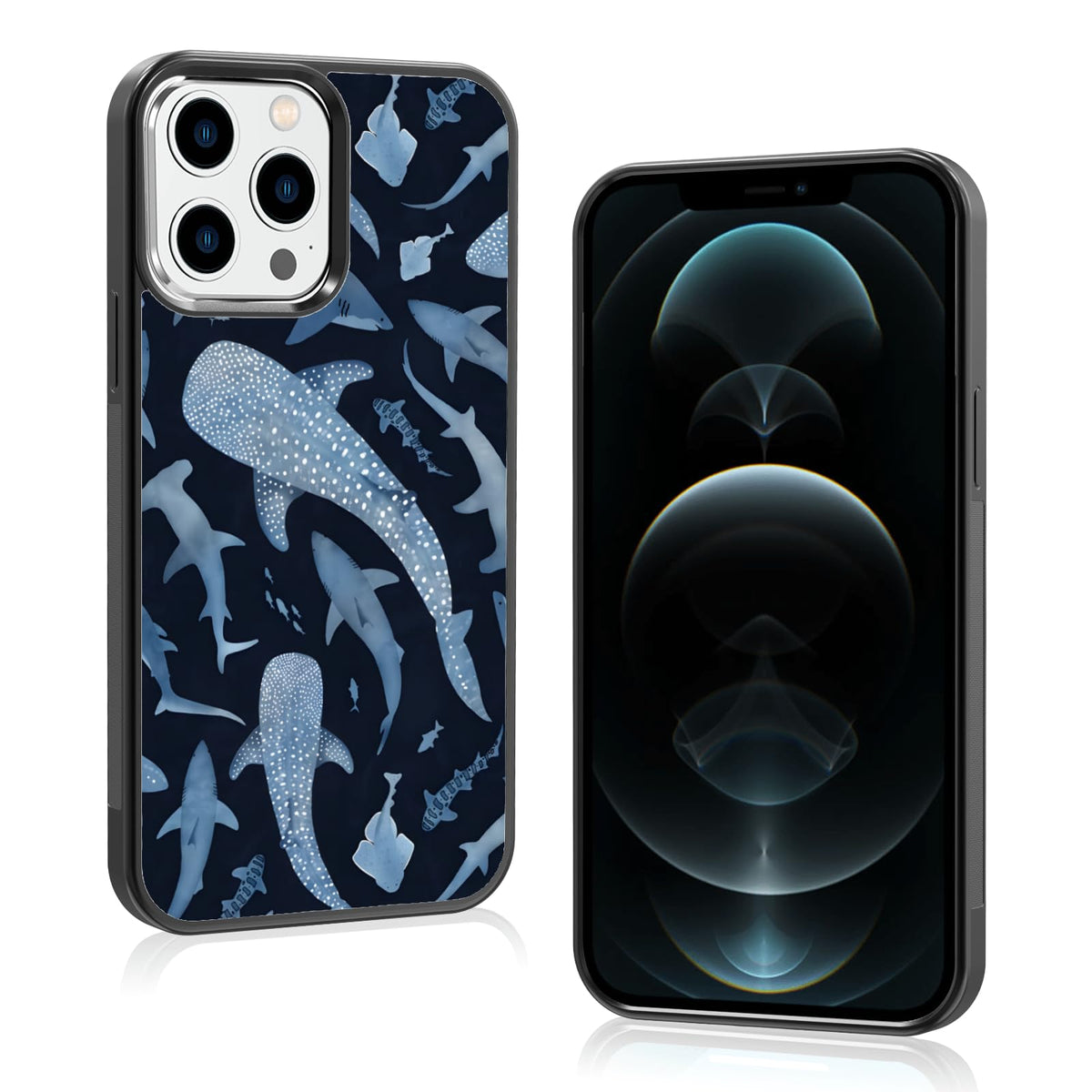 Cute Blue Shark Aesthetic Phone Case for iPhone 14 & 13 Case for Women Teen Girls Kids Girls -6.1Inch