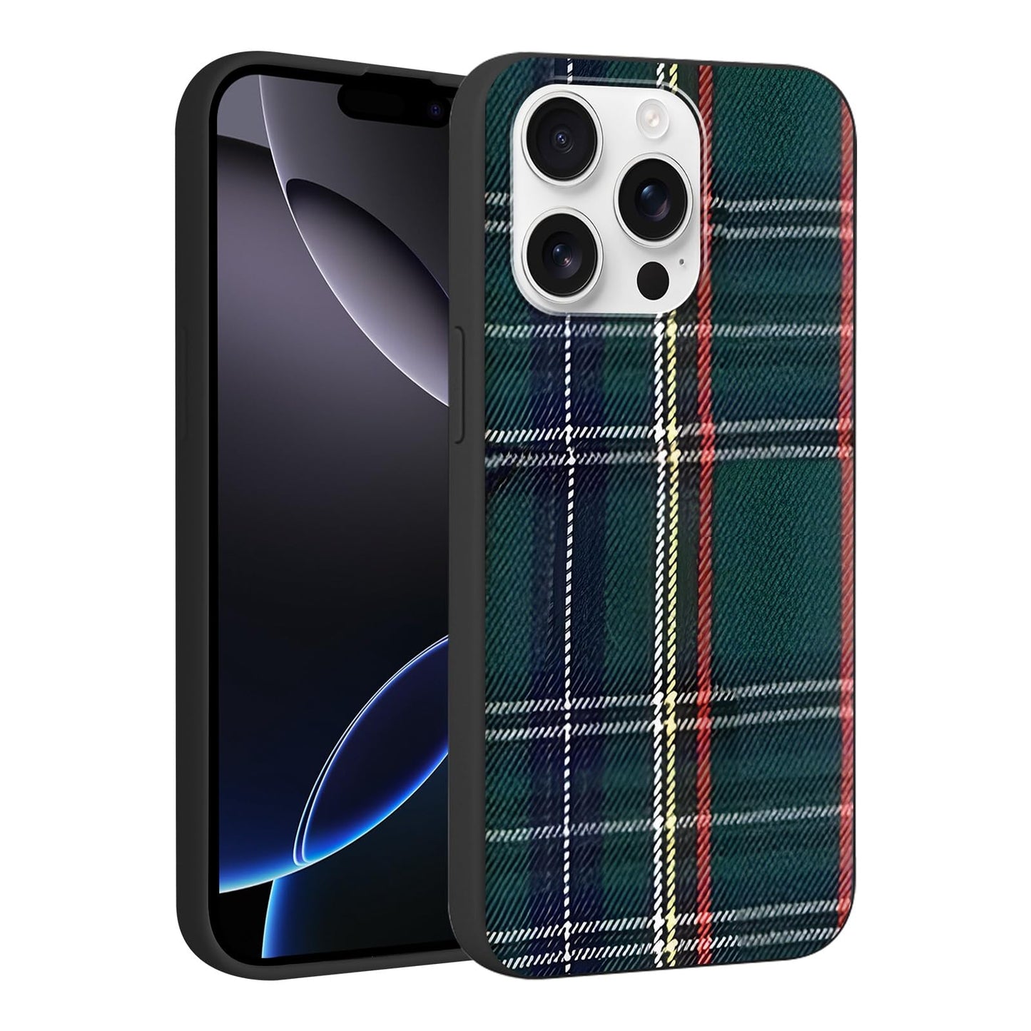 Merry Christmas Plaid Checkered Phone Case for iPhone 11 6.1", Cute Xmas Case Red Grey Scottish Tartan Grid Stripe Pattern Design Cover Shockproof Soft Silicone Protective Funda for Girl Women