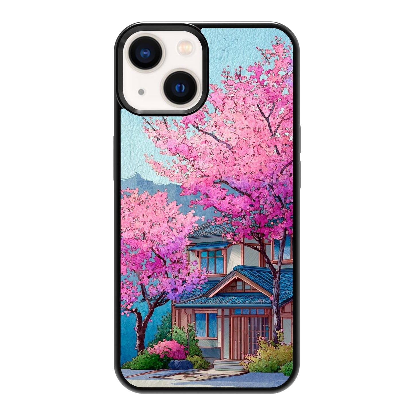Dark Botanical Wildflower Forest Green Leaf White Blossom Nature Art Phone Case, Shockproof Protective Cover for iPhone 11 12 13 14 15 16 17 Pro Max Plus Mini XR 7 8 SE