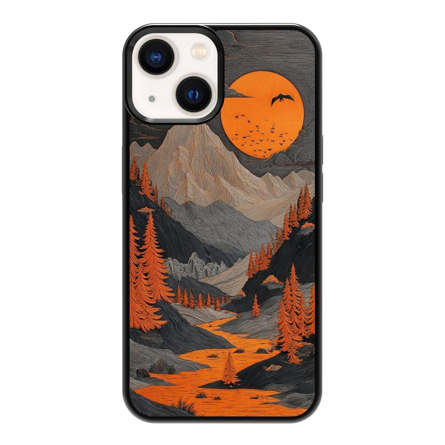Dark Botanical Wildflower Forest Green Leaf White Blossom Nature Art Phone Case, Shockproof Protective Cover for iPhone 11 12 13 14 15 16 17 Pro Max Plus Mini XR 7 8 SE