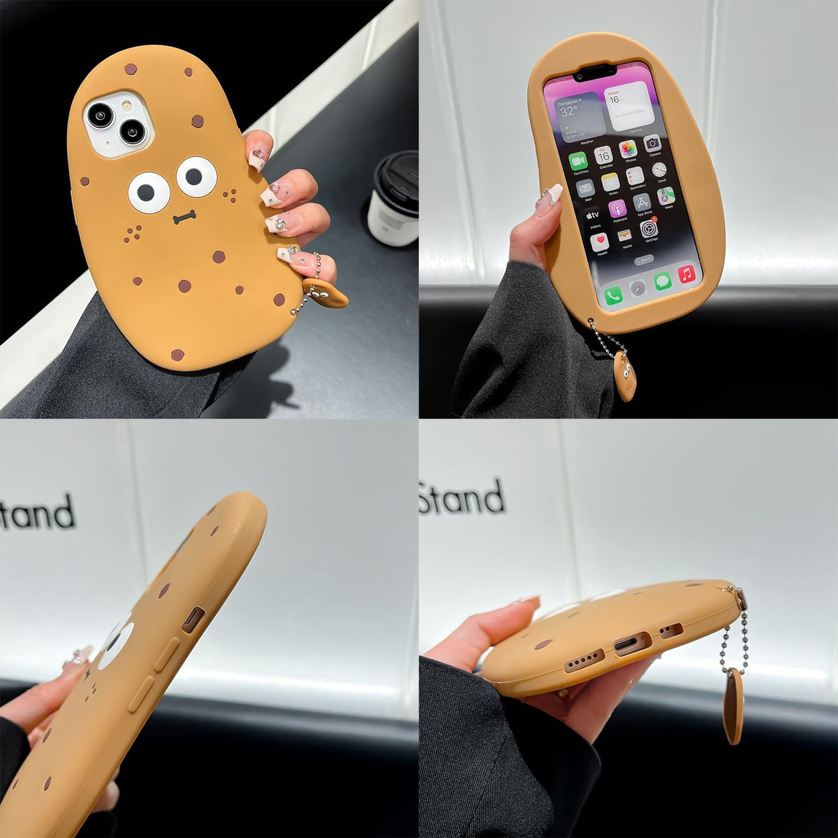3D Potato Case for iPhone 16 6.1",Cartoon Cute Kawaii Lovely Character Potato Man with Pendant Shape Kids Teens Girls Women Soft Silicone Case for iPhone 16 6.1 inch 2024