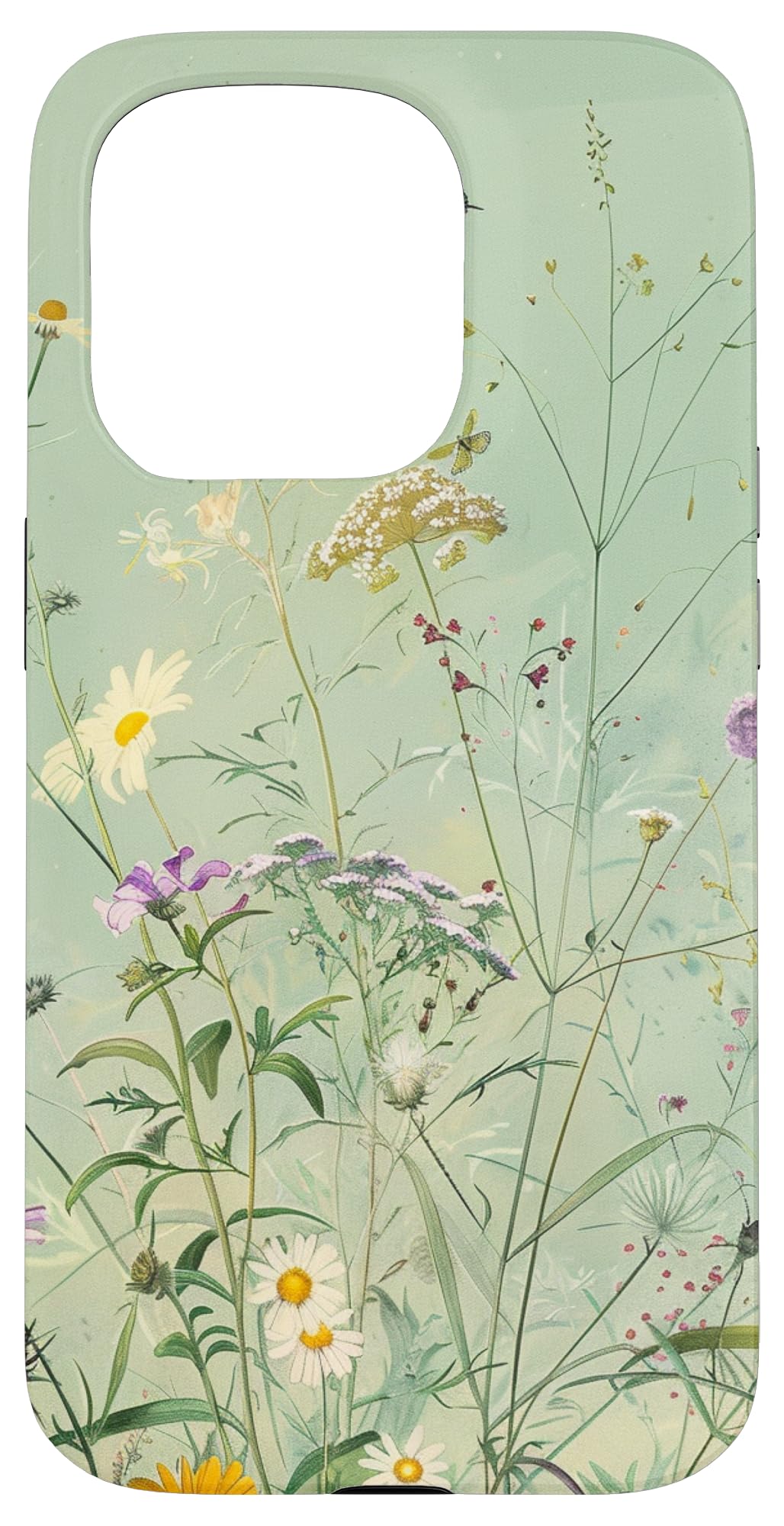 Sage Green Boho Botanical Wildflowers Plants Case for iPhone 16 Pro Max