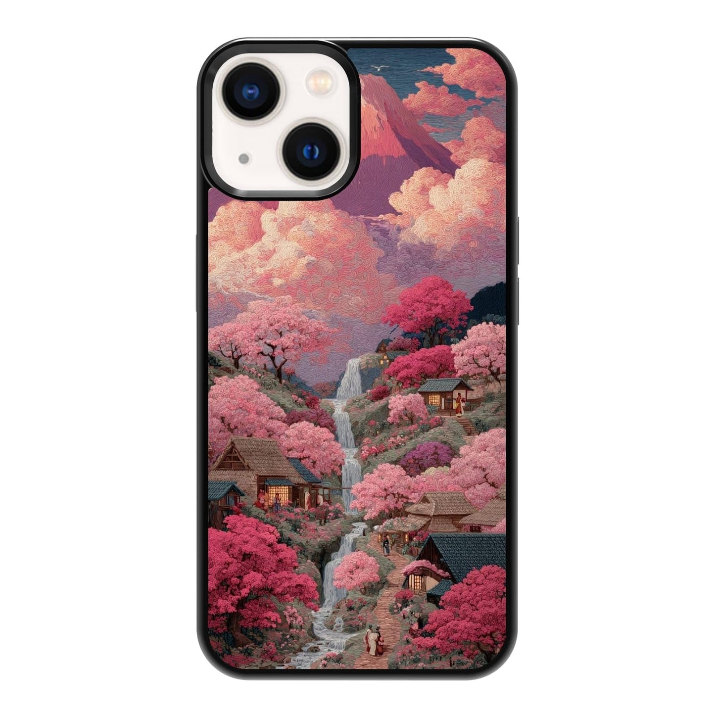 Dark Botanical Wildflower Forest Green Leaf White Blossom Nature Art Phone Case, Shockproof Protective Cover for iPhone 11 12 13 14 15 16 17 Pro Max Plus Mini XR 7 8 SE
