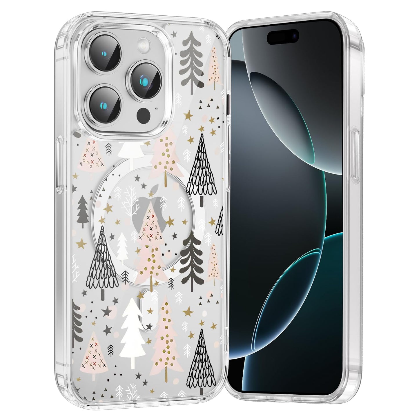 Merry Christmas Snowflake Phone Case for iPhone 13 / iPhone 14 Xmas Clear Magnetic Case 6.1", Compatible with Magsafe, Cute Winter Pattern Design Cover Shockproof Soft TPU Funda for Girl Women