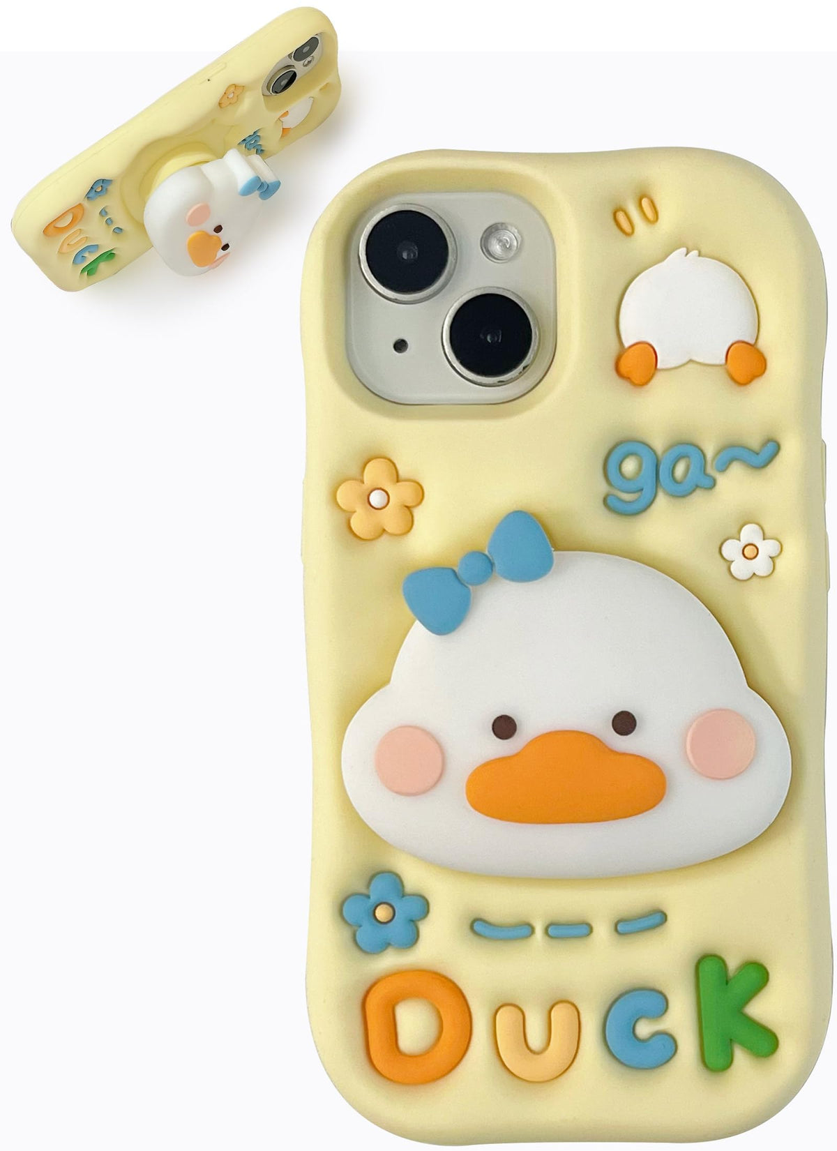 for iPhone 17 Pro Max Case, Kawaii Teddy Bear Pop-Up Grip for Girls | Makes Mirror Selfies Sweeter, Cute Girly 3D Animal Style with Stand, Soft Silicone Drop Protection