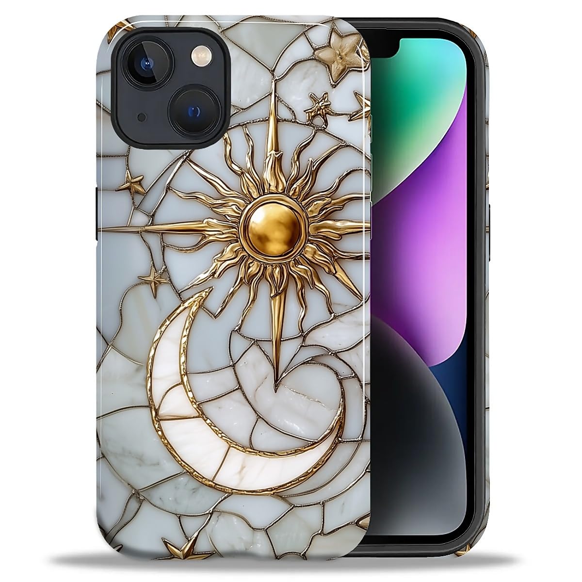 DAIZAG Case for iPhone 13 iPhone 14, Christmas Coffee Snowflake Cane Full-Body Design Hybrid Dual Protection Soft TPU + Hard PC, Shockproof Scratch-Resistant Protective Cover Phone Case for Men Women