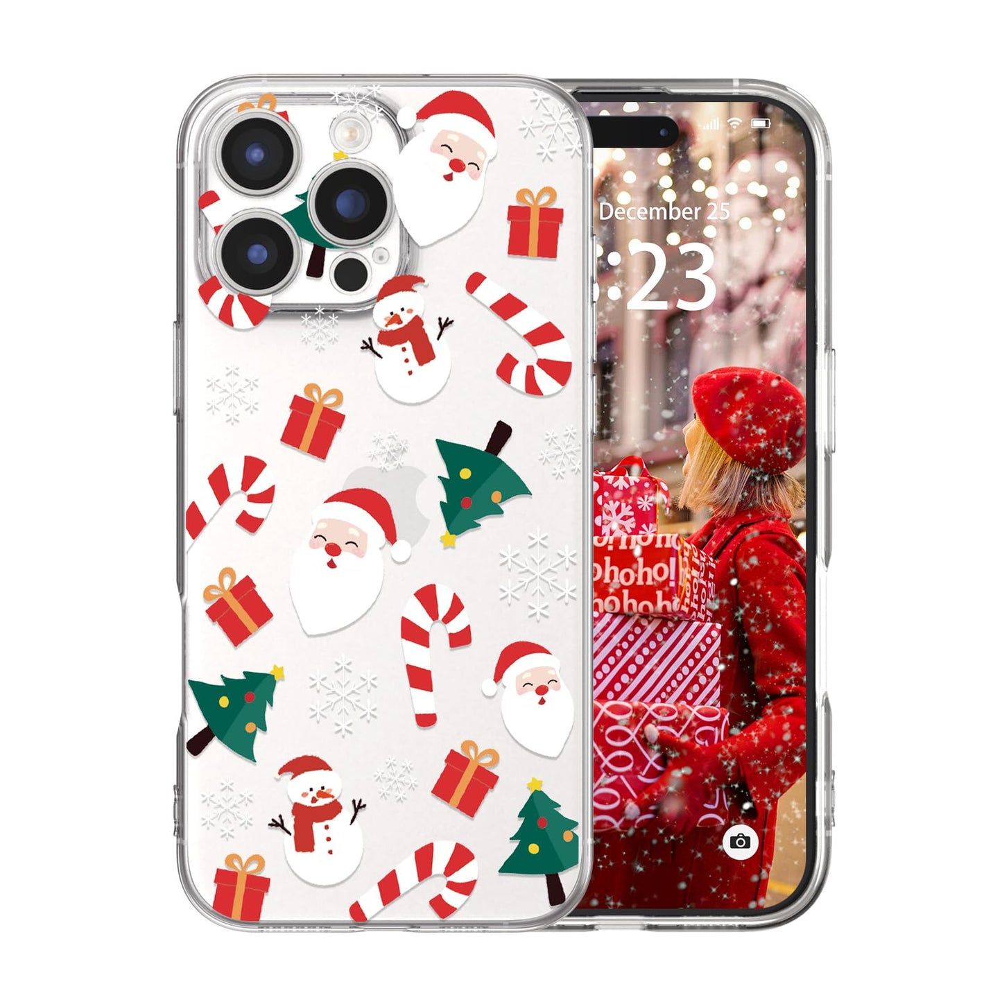for iPhone 16 Christmas Case Cute Xmas Tree Clear - Gingerbread Man | Xmas Santa Girly Women Girls Kids Snowflakes Candy Winter Holiday Festival Gifts Trendy Soft Protective Cover