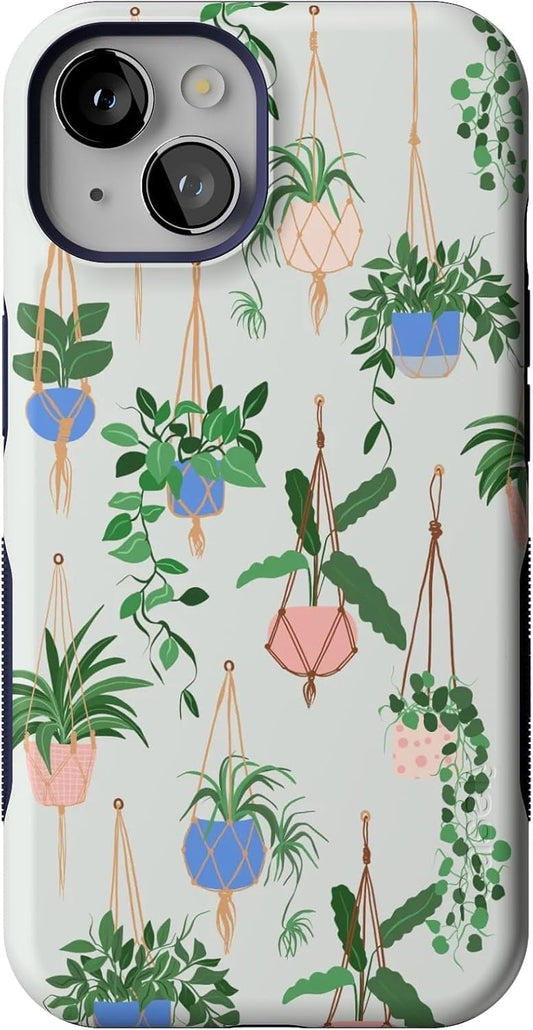 Casely iPhone 14 Case | Hanging Around | Potted Plants Floral | Bold Protective Design | Compatible with MagSafe