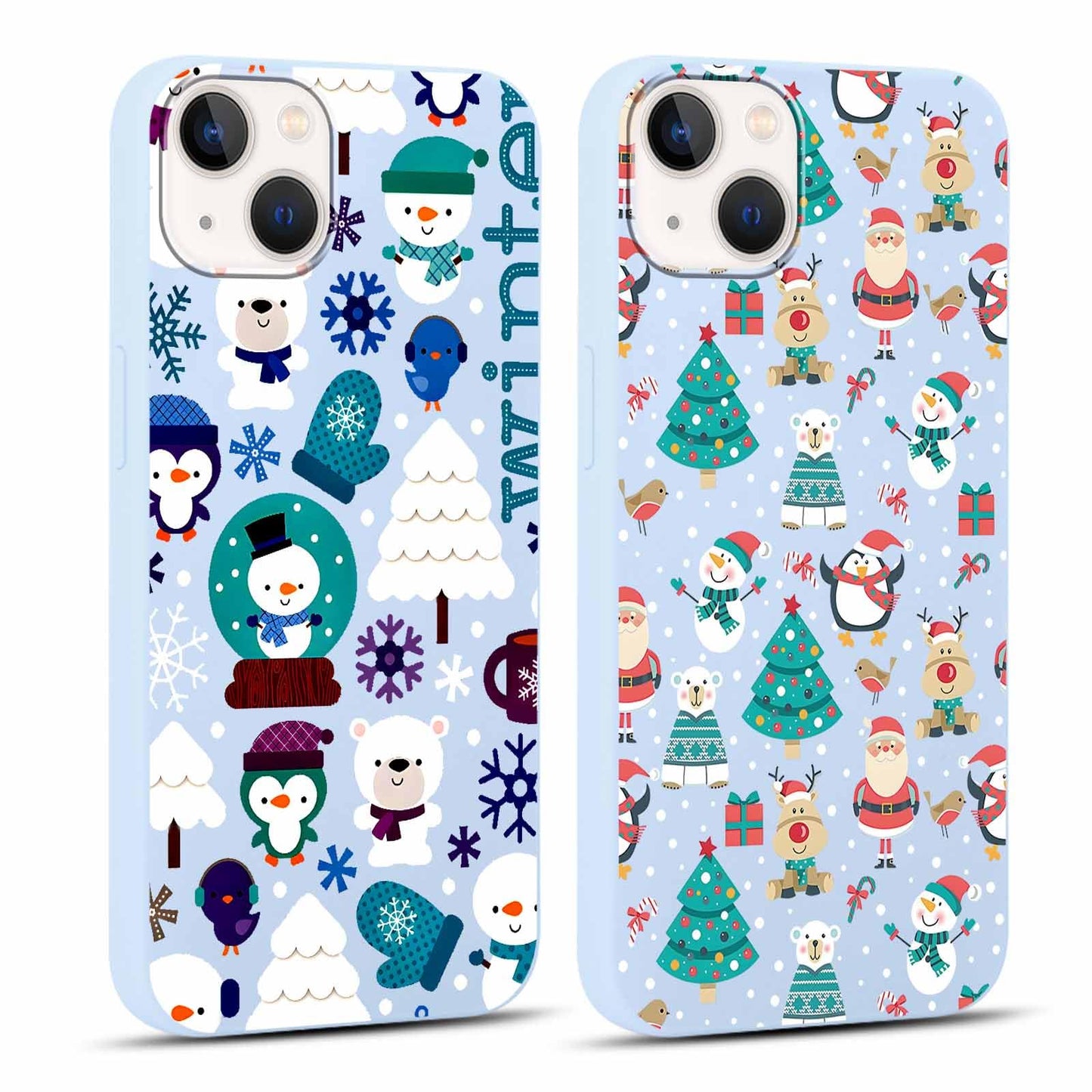 2 Pack Merry Christmas Phone Case for iPhone 13 / iPhone 14 6.1", "Cute Xmas Tree Pattern Case with Candy Design Christmas Decorations Gifts Shockproof Soft TPU Cover for Girl Women