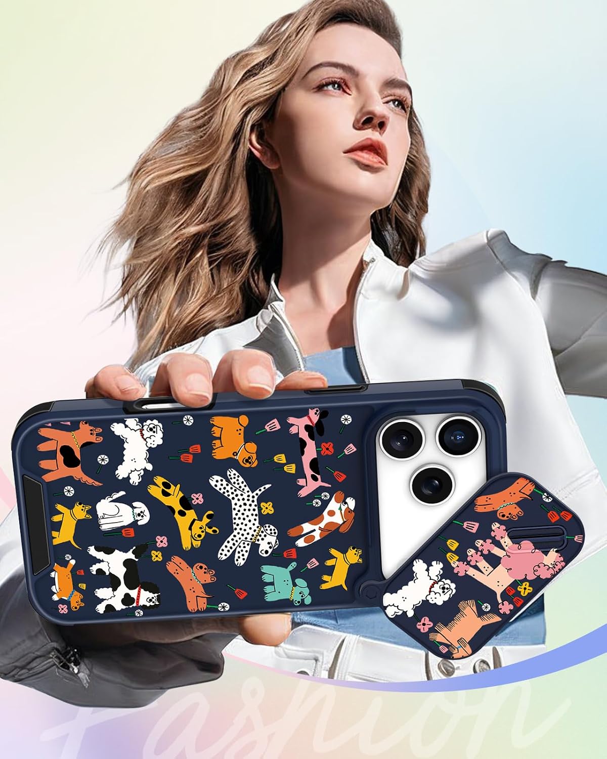 Buleens for iPhone 17 Pro Max Case 6.9 Inch - with Ring Stand & Camera Cover Aesthetic Cute Designed for Women Girls Girly Cartoon Kawaii Dogs Phone Case for iPhone 17 Pro Max Compatible with Magsafe