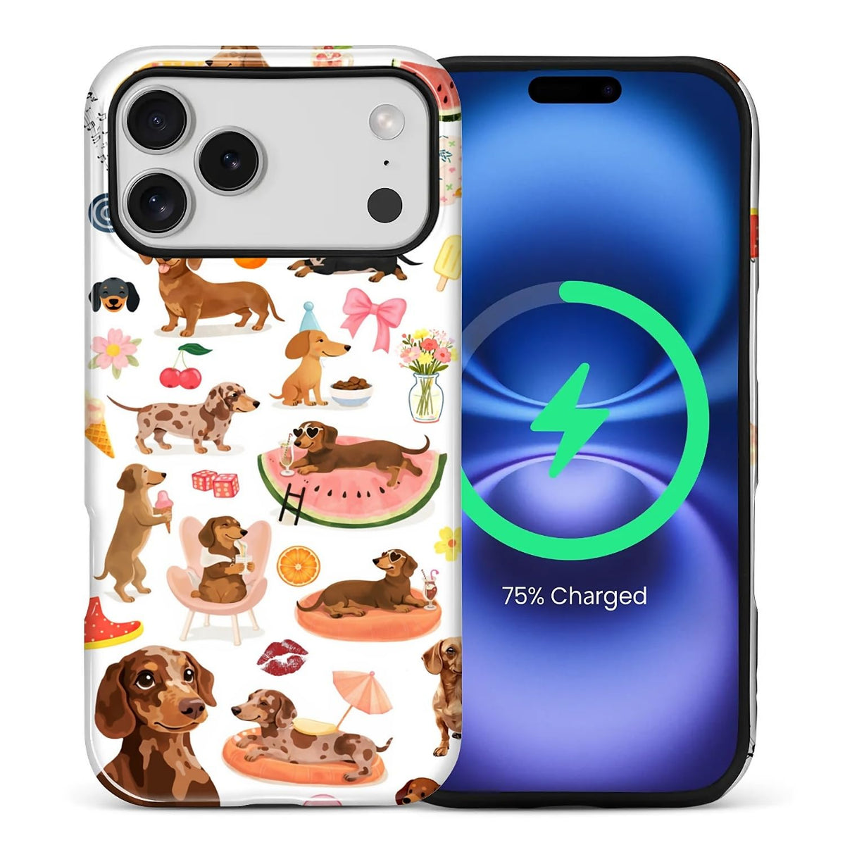 Case Compatible with iPhone 17 [Compatible with MagSafe] Hybrid 2-Layer Hard Shell Protection Case, Shockproof Protective Magnetic Cover for iPhone 17, Funny Sausage Dog Dachshund Collage