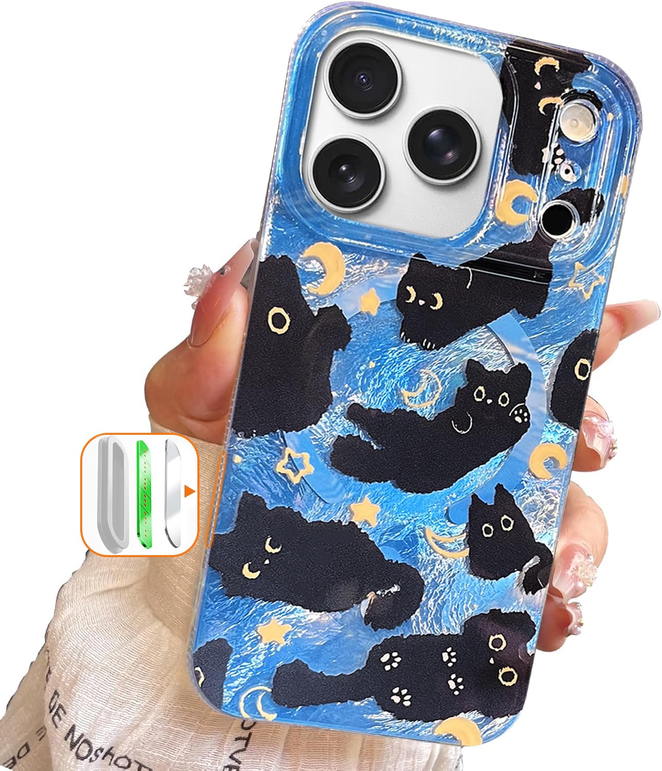 iPhone 13/14 Case, Black Cat Design, Slim Silicone Bumper Case, Wireless Charging Compatible