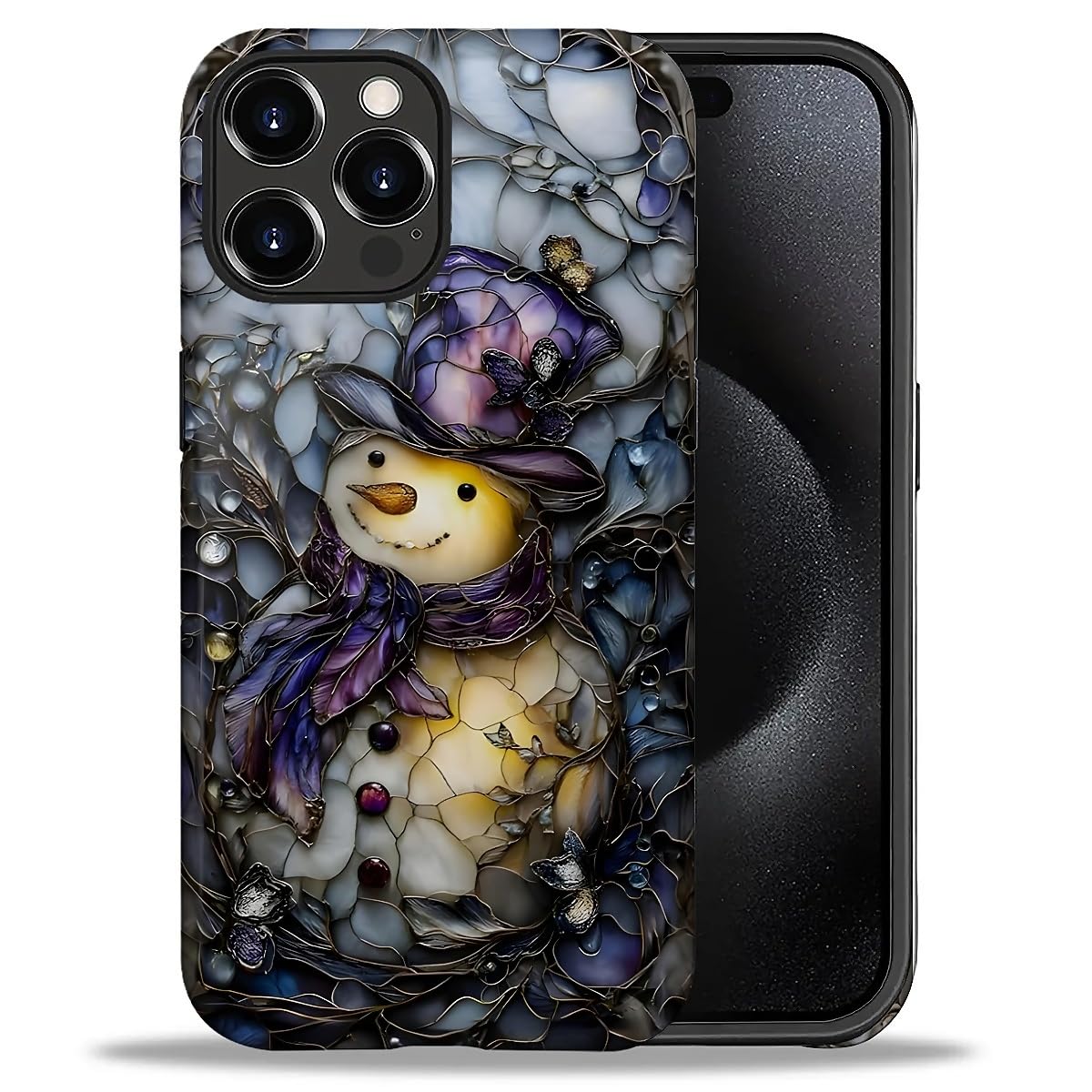 Case for iPhone 17,Drop Protection Hybrid 2-Layer Hard Phone Cover-Vintage Christmas Stamps Collage