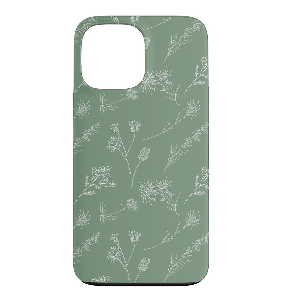 Leaves Botanical Plant Line Art Sage green Wildflower Floral Case for iPhone 16 Pro Max