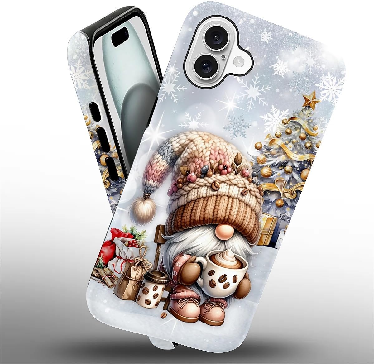 Case Compatible with iPhone 16,Christmas Decorations-Santa Claus Hybrid 2-Layer Hard Shell+Silicone Double Protective Scratch-Resistant Shockproof Case for iPhone 16