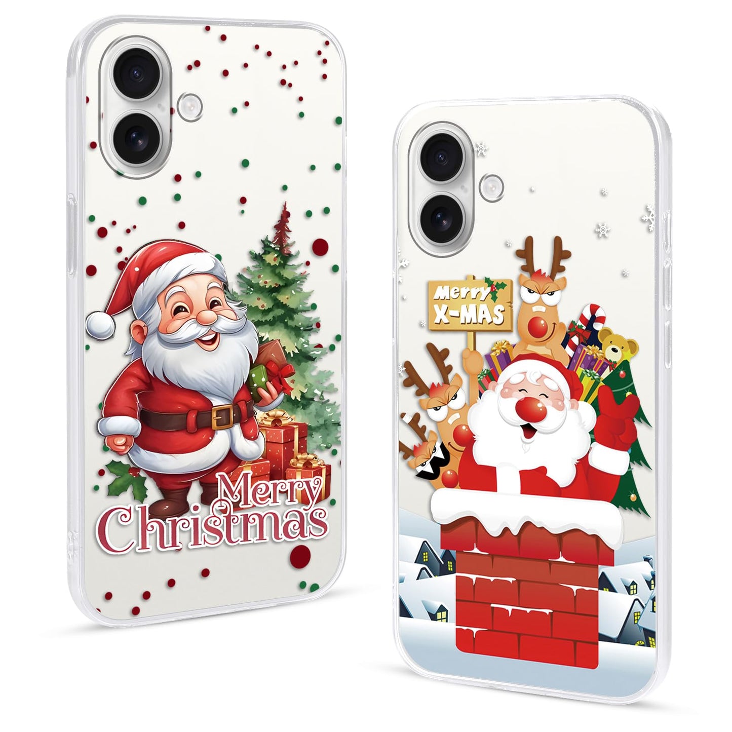 2 Pack Christmas Phone Case for iPhone 16 6.1'', Cute Christmas Tree Pattern Gifts Case with Gingerbread Canes Design Soft TPU Anti-Fall Protective Slim Shockproof Cover for Girl Women Men