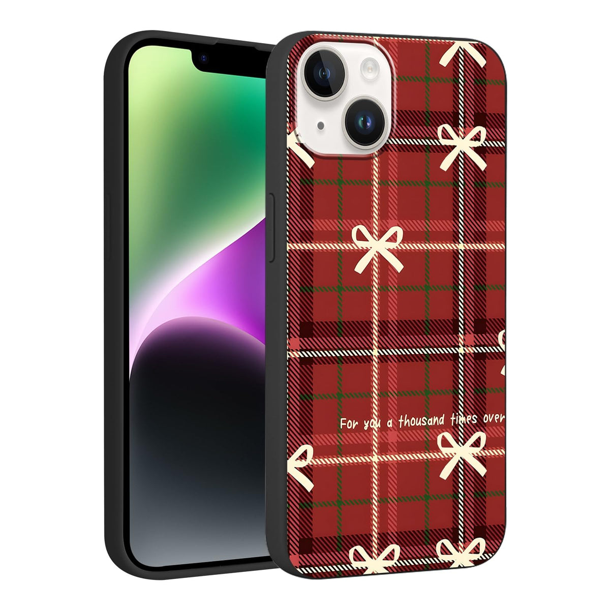 Merry Christmas Plaid Checkered Phone Case for iPhone 11 6.1", Cute Xmas Case Red Grey Scottish Tartan Grid Stripe Pattern Design Cover Shockproof Soft Silicone Protective Funda for Girl Women