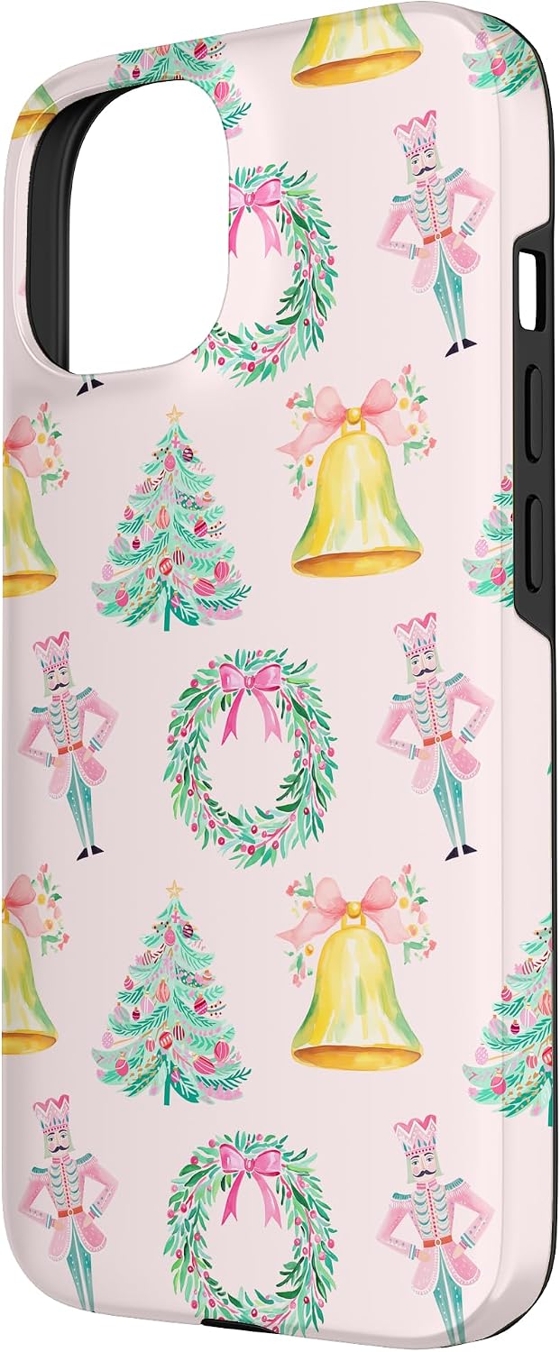 Preppy Pink Christmas Nutcracker Print Case for iPhone 15