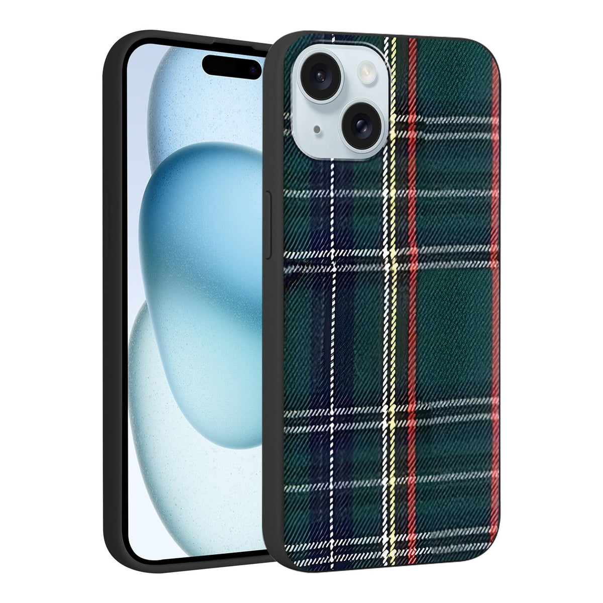 Merry Christmas Plaid Checkered Phone Case for iPhone 11 6.1", Cute Xmas Case Red Grey Scottish Tartan Grid Stripe Pattern Design Cover Shockproof Soft Silicone Protective Funda for Girl Women