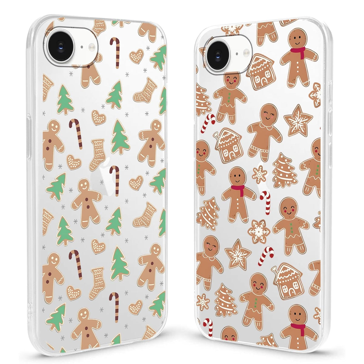 2 Pack Christmas Phone Case for iPhone 16 6.1'', Cute Christmas Tree Pattern Gifts Case with Gingerbread Canes Design Soft TPU Anti-Fall Protective Slim Shockproof Cover for Girl Women Men