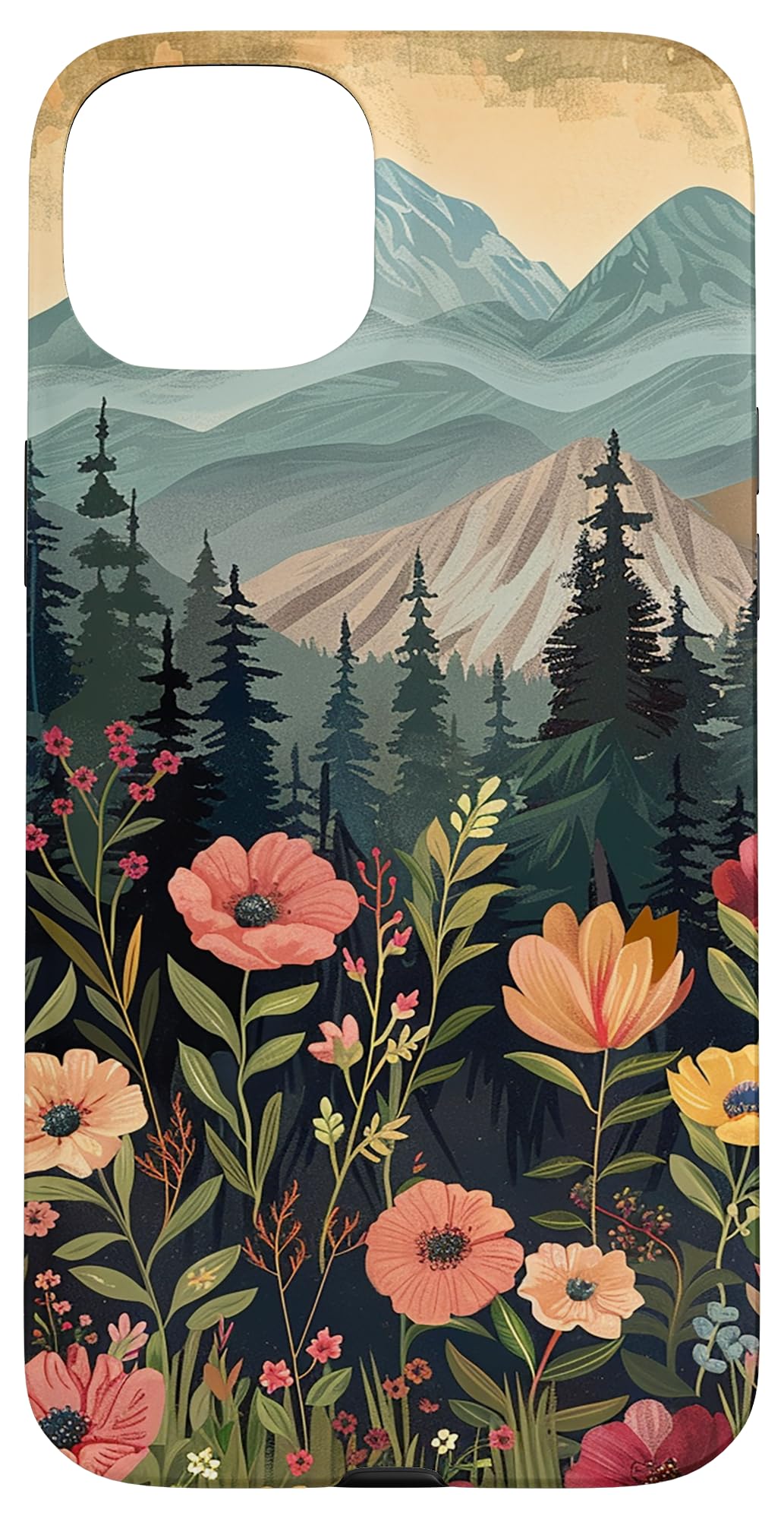 Floral Mountain Boho Pine Tree Forest Nature Case for iPhone 11