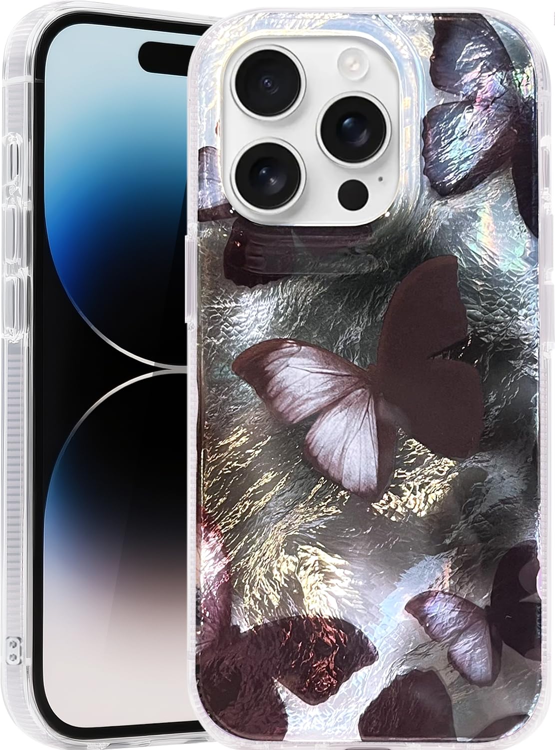 Compatible with iPhone 17 Pro Case,with [Soft Slim][Camera Protection] Cute Fishing Cats Shiny Aesthetic Phone Cover Anti-Yellowing Shockproof Protective Cover for Women Girl