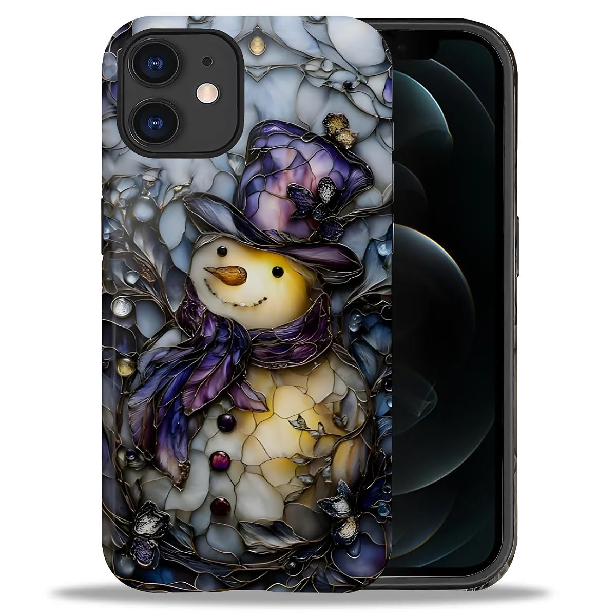 Case for iPhone 17,Drop Protection Hybrid 2-Layer Hard Phone Cover-Vintage Christmas Stamps Collage